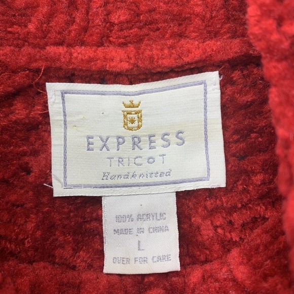 VTG Express Tricot Handknitted Oversized Cable Knit Sweater Womens Size Large - Picture 2 of 11